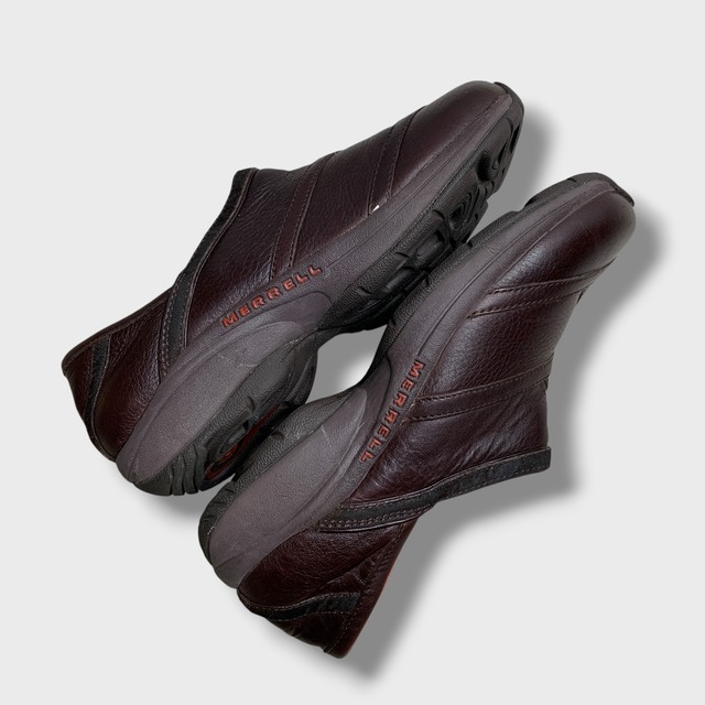 MERRELL ブラウンレザースリッポン　コンフォートシューズ