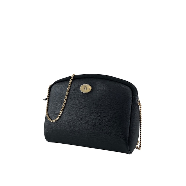 Christian Dior クリスチャン ディオール ハニカム柄 ショルダーバッグ ブラック ロゴ PVC チェーン vintage ヴィンテージ オールド tipncx