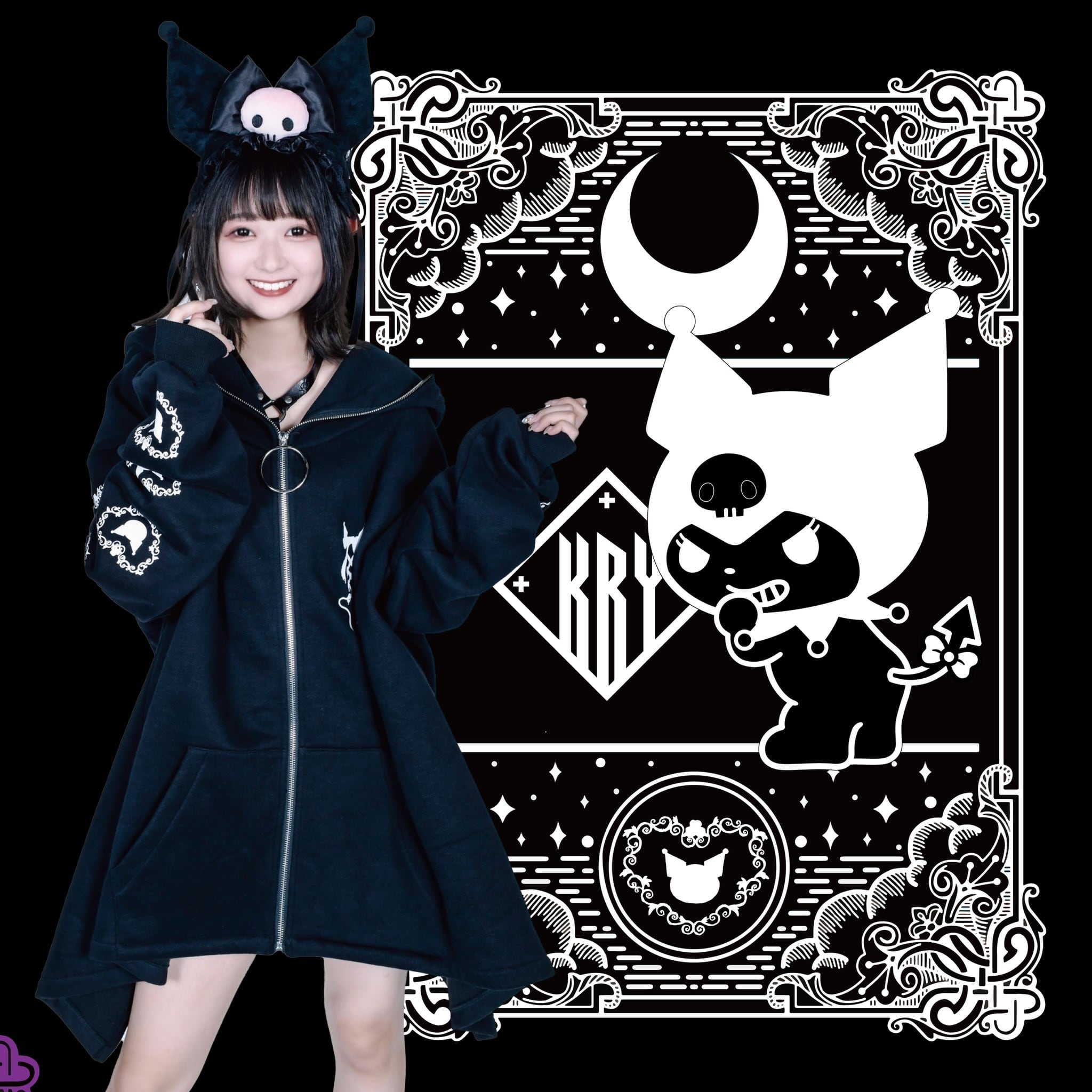 日本全国送料無料 KRY クロミ kuromi GOTH クロミ GOTH 裏起毛