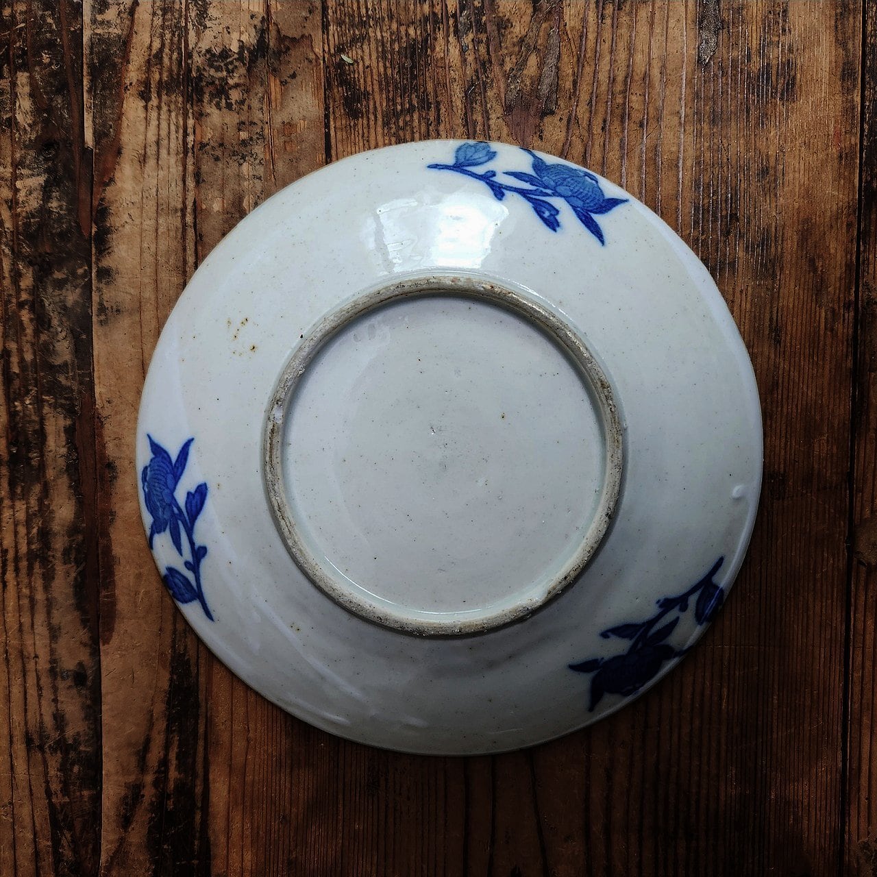七寸皿 有田焼 染付 牡丹 蝶 吉祥文様 大正～昭和初期 ヴィンテージ 皿