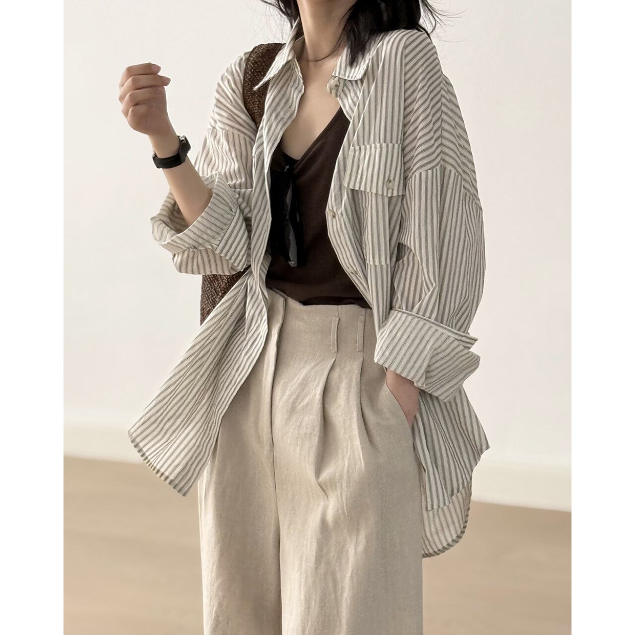 ストライプオーバーシャツ T0169