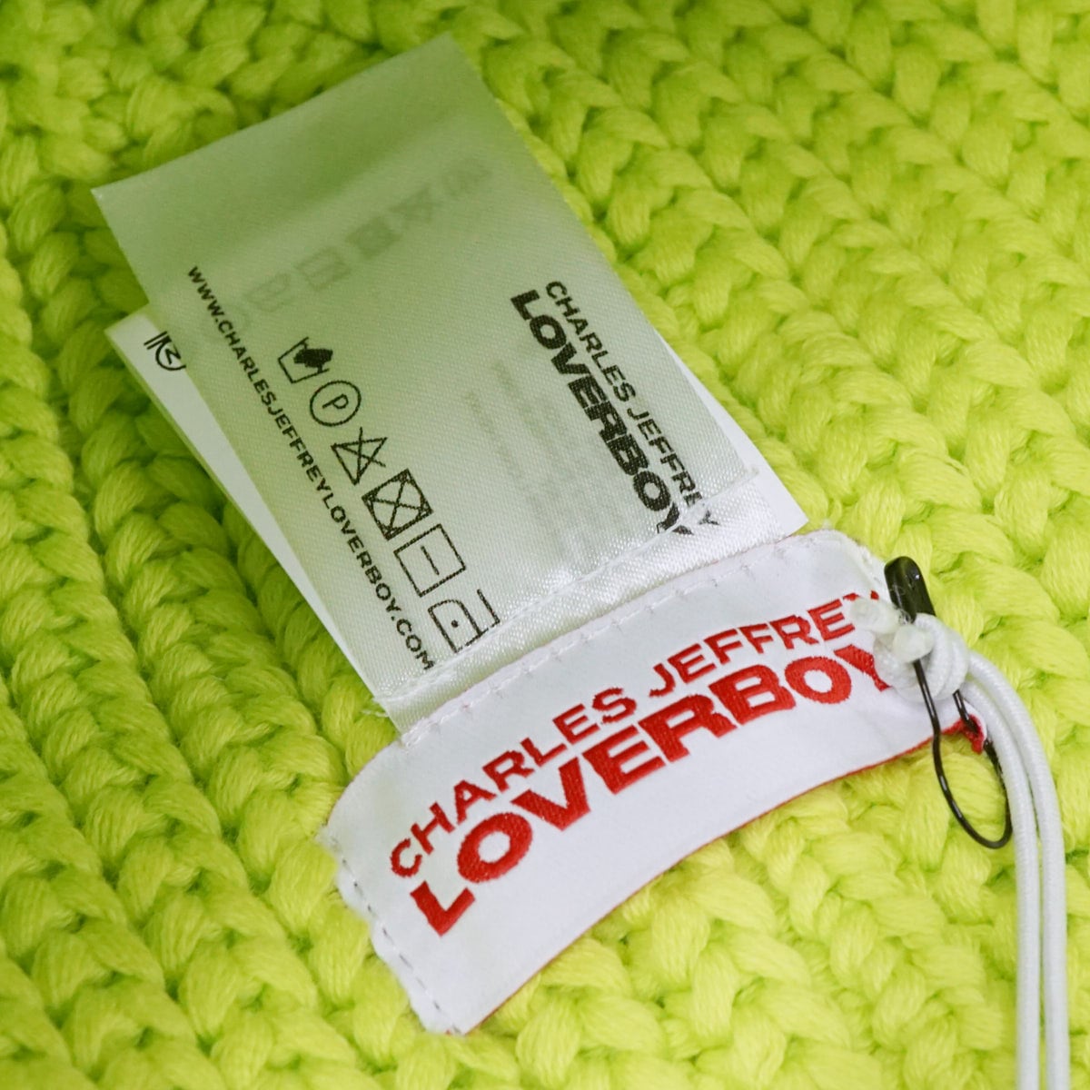 CHARLES JEFFREY LOVERBOY 猫耳 ニット帽 ボーダー 緑 新品