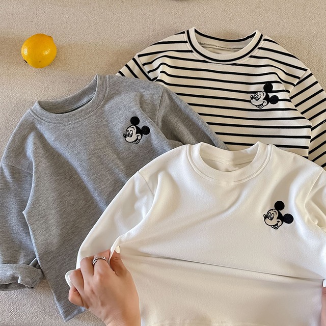 【80-150】春作キャラクター刺しゅう ロングシャツ