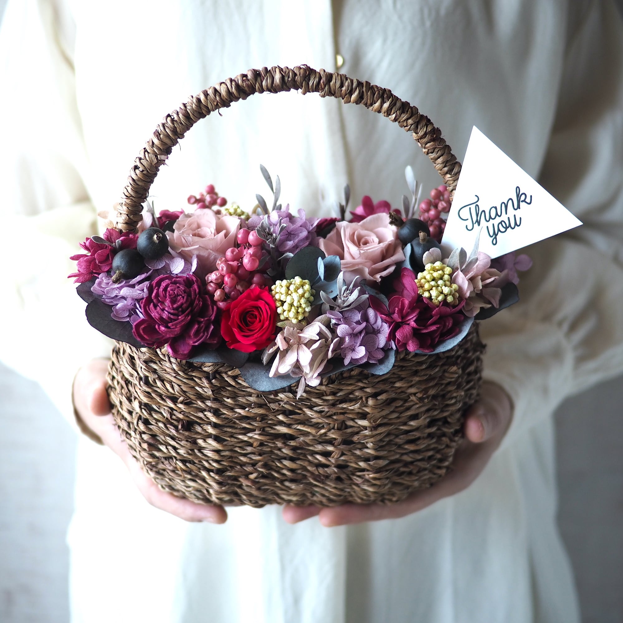 感謝価格】ちっちゃなりんりんお守りサシェ【青い鳥とフラワーバスケット】