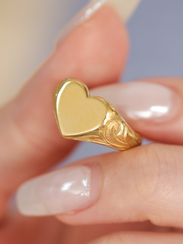 316L hawaiian signet heart ring  #r04