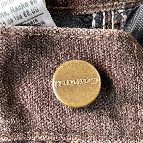 00s USA生地製 ダークブラウン ダブルニー Carhartt 32×34 詳細写真9