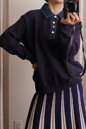 denim combi knit navy