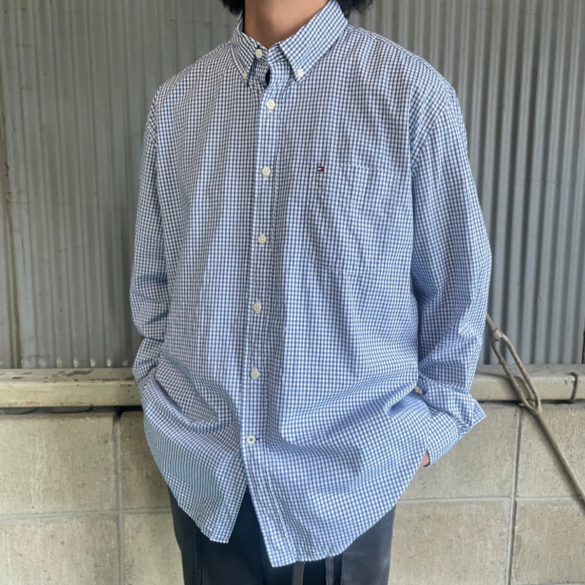 TOMMY HILFIGER トミーヒルフィガー チェックシャツ メンズXL 古着 