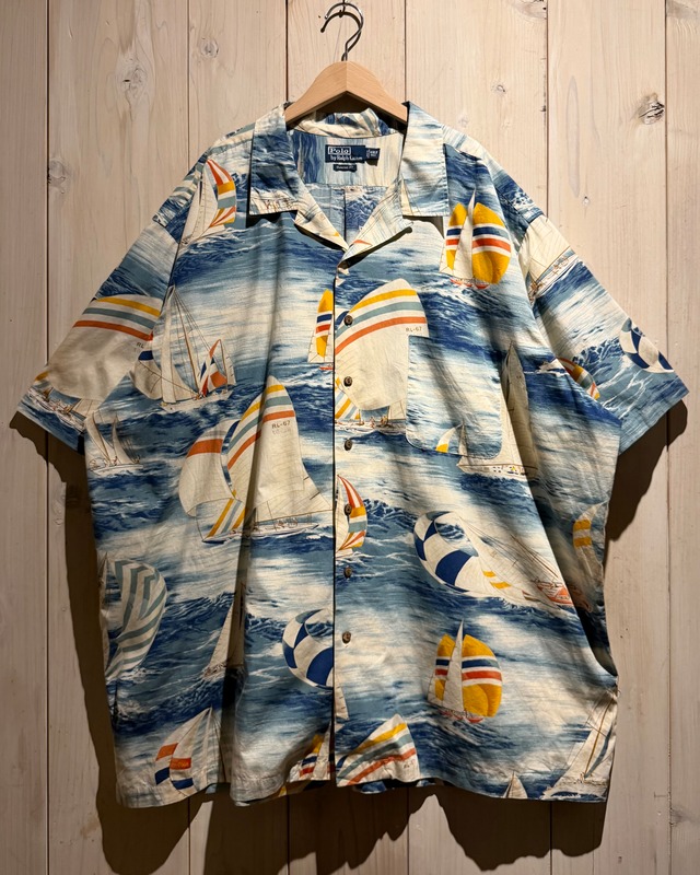 【a.k.a.C.a.k.a vintage】“Polo by Ralph Lauren”Marine Design Vintage Oversized Aloha Shirt