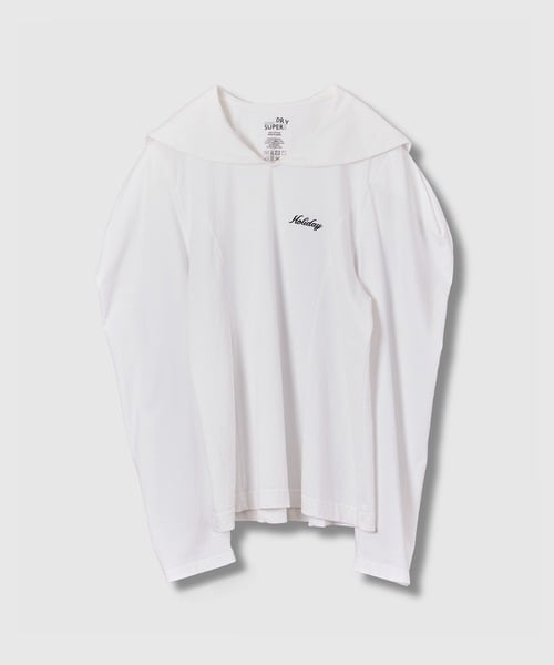 HOLIDAY】 SUPER FINE DRY SAILOR COLLAR L/S TOPS (WHITE) | olaf