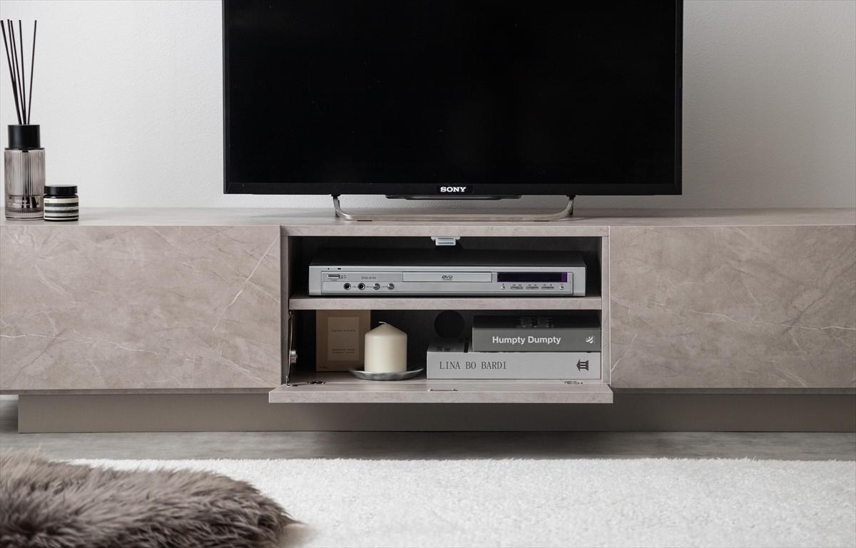 全2色】ストーン柄のニュアンスが上質な空間を作る引き出し付きテレビ