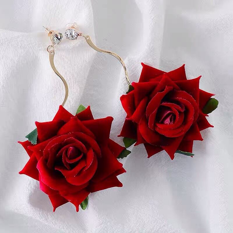 ピアス 姫 ロリータ 薔薇 フラワー ピンク 赤 ピアス 花柄 フラワー 