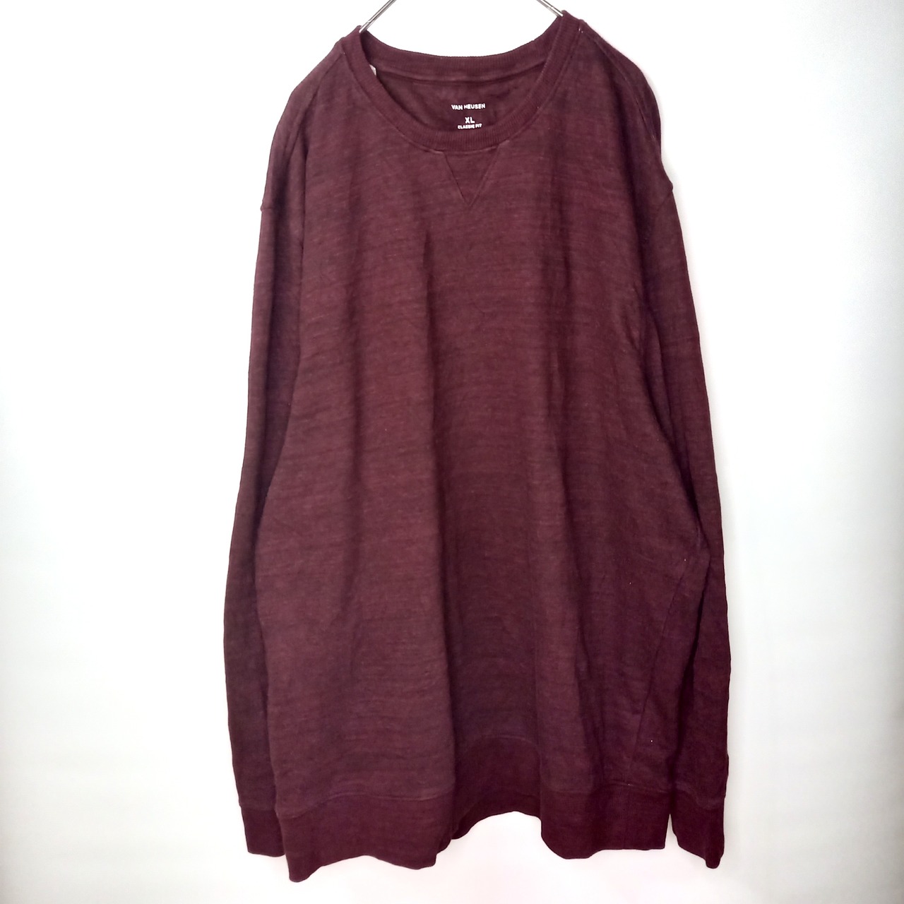 VAN HEUSEN　クルーネック　スウェット　トレーナー　無地　ガゼット　XL