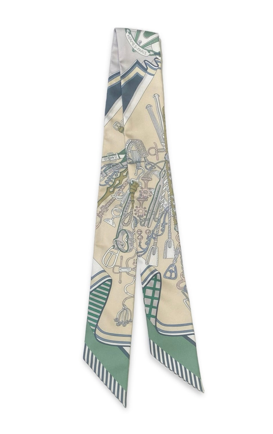 【新品美品】HERMES エルメス　ツイリー　鞍職人の花束　グリーン系 Hermès エルメス ツイリー 《鞍職人の花束》Vert | TTJセレクトショップ