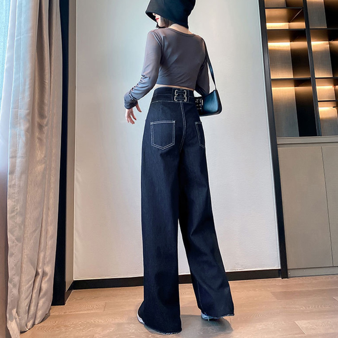 脚長 【日本倉庫即納】 デニム ワイドパンツ ハイウエスト 脚長 | ACT【アクタ】レディースファッション・スポーツ用品