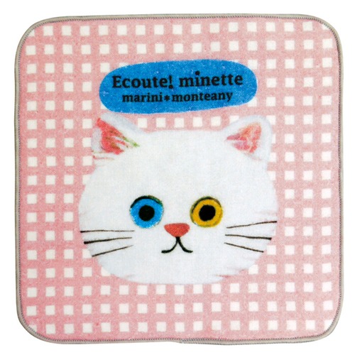 ガーゼ ミニ ハンカチ しろ 【■ECOUTE！】 E.minette 猫 かわいい