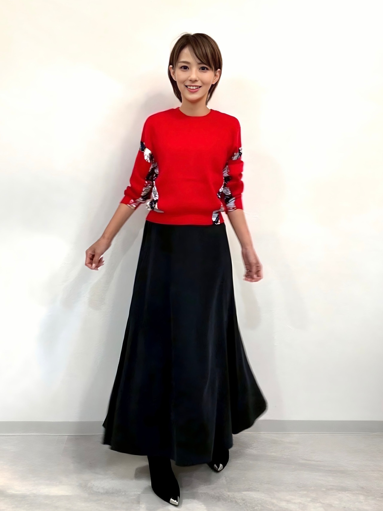 スカーフプリント2WAYニット