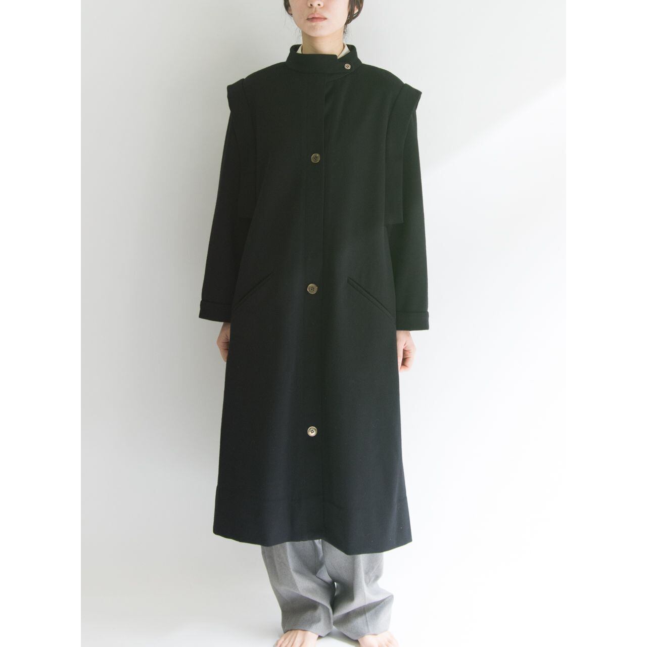 SONIA RYKIEL】70-80's Made in France wool stand collar jacket coat ...