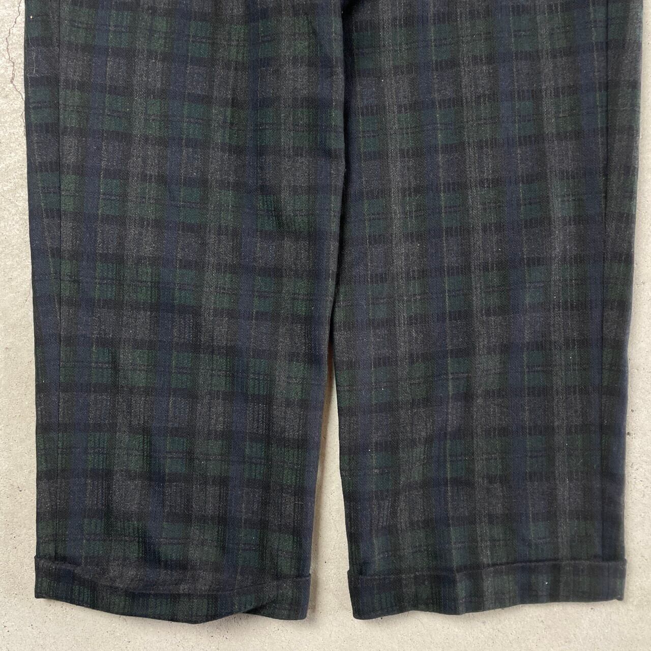 80〜90s Euro Vintage スラックス　チェックパンツ　ツータック 80s フランス製 vintage ウールスラックス チェック ツータック