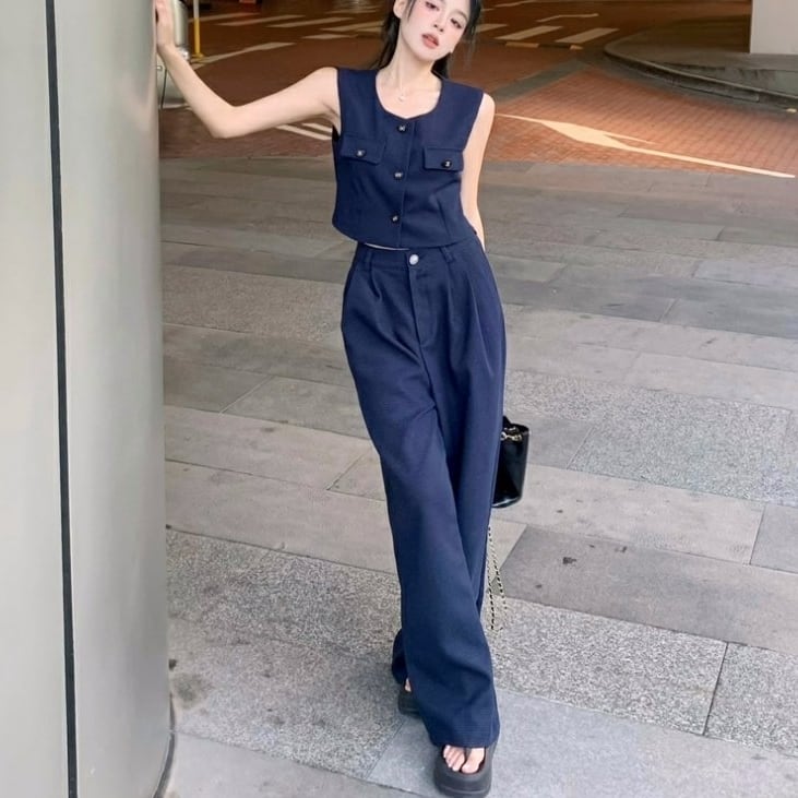 セットアップ ベスト タンクトップ ジャケット ノースリーブ ボタン