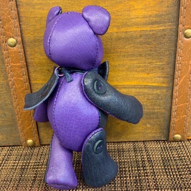 ジビエレザー鹿革ベルベア★マイスターの手作り「ベルズベア」パープル＆インディゴ　写真の1点販売です