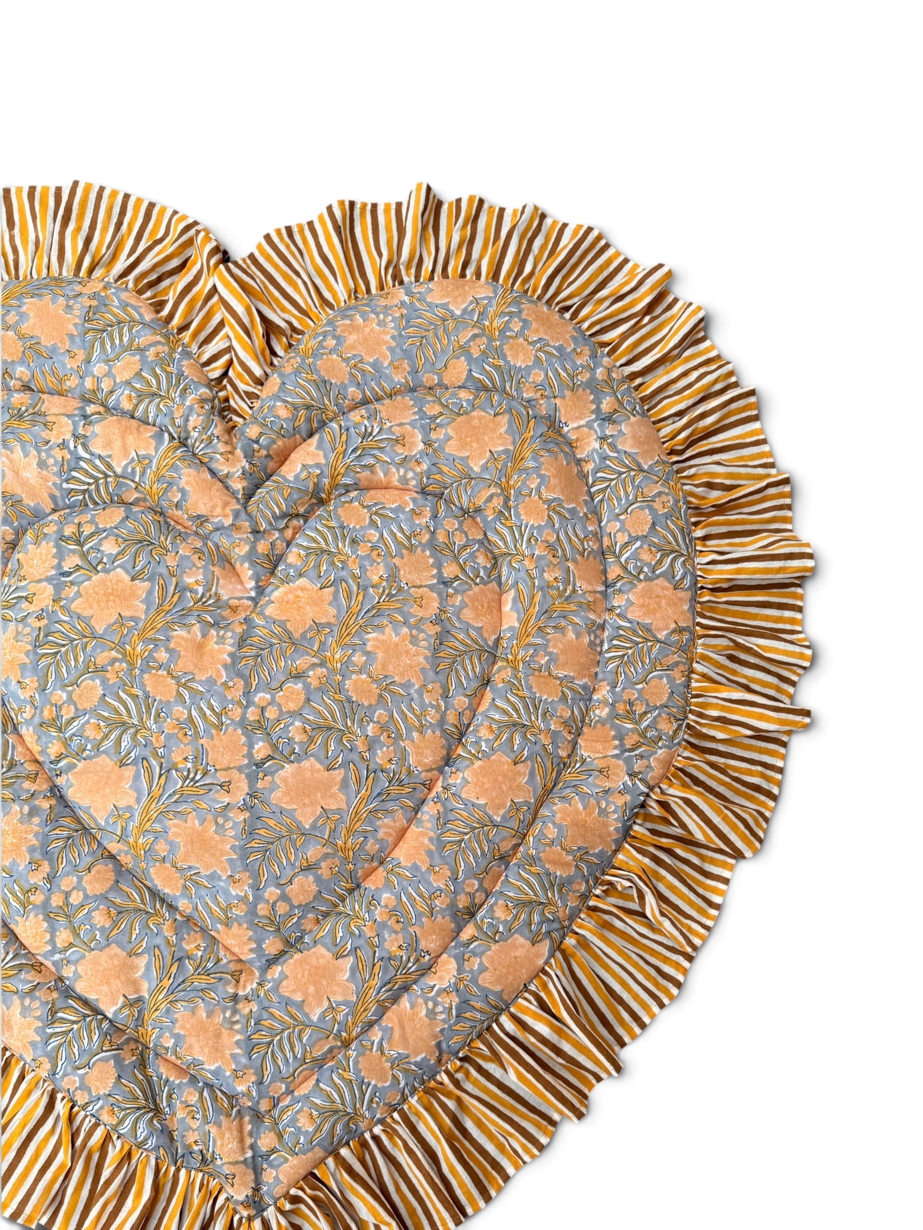 Heart Frill Mat - Combination Color - Greige Flower【saruche】