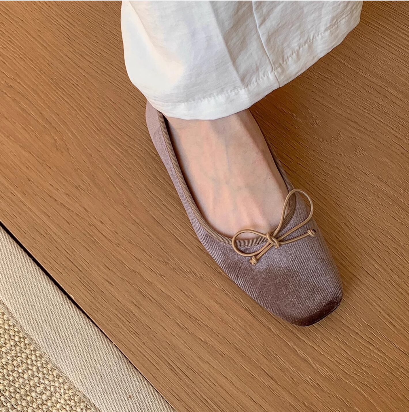 Velvet Bow Single Shoes