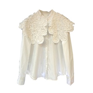 flower lace collar blouse（2color）<t842>