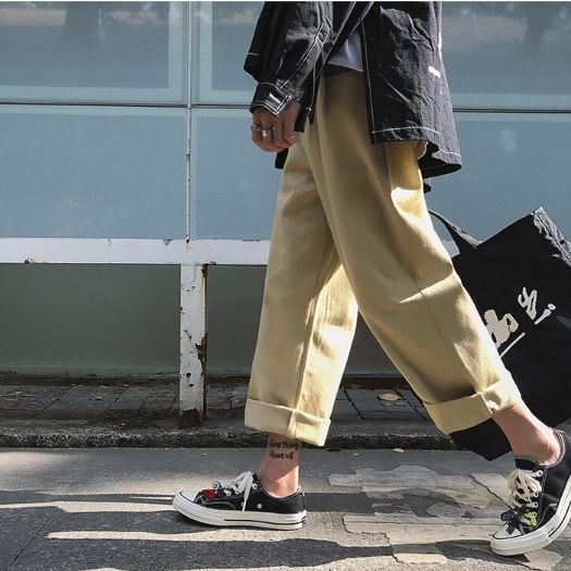 全2色 ストレートパンツ ロールアップ シンプル 大人 メンズ