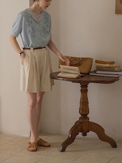 Bleu Vine Embroidery Stripe Blouse F0773