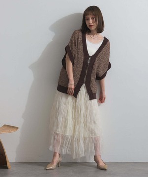 32559 ラメニットメッシュベスト brown