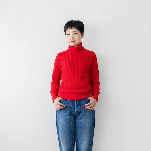 onnellinen　ワッフル編みタートルネックプルオーバー