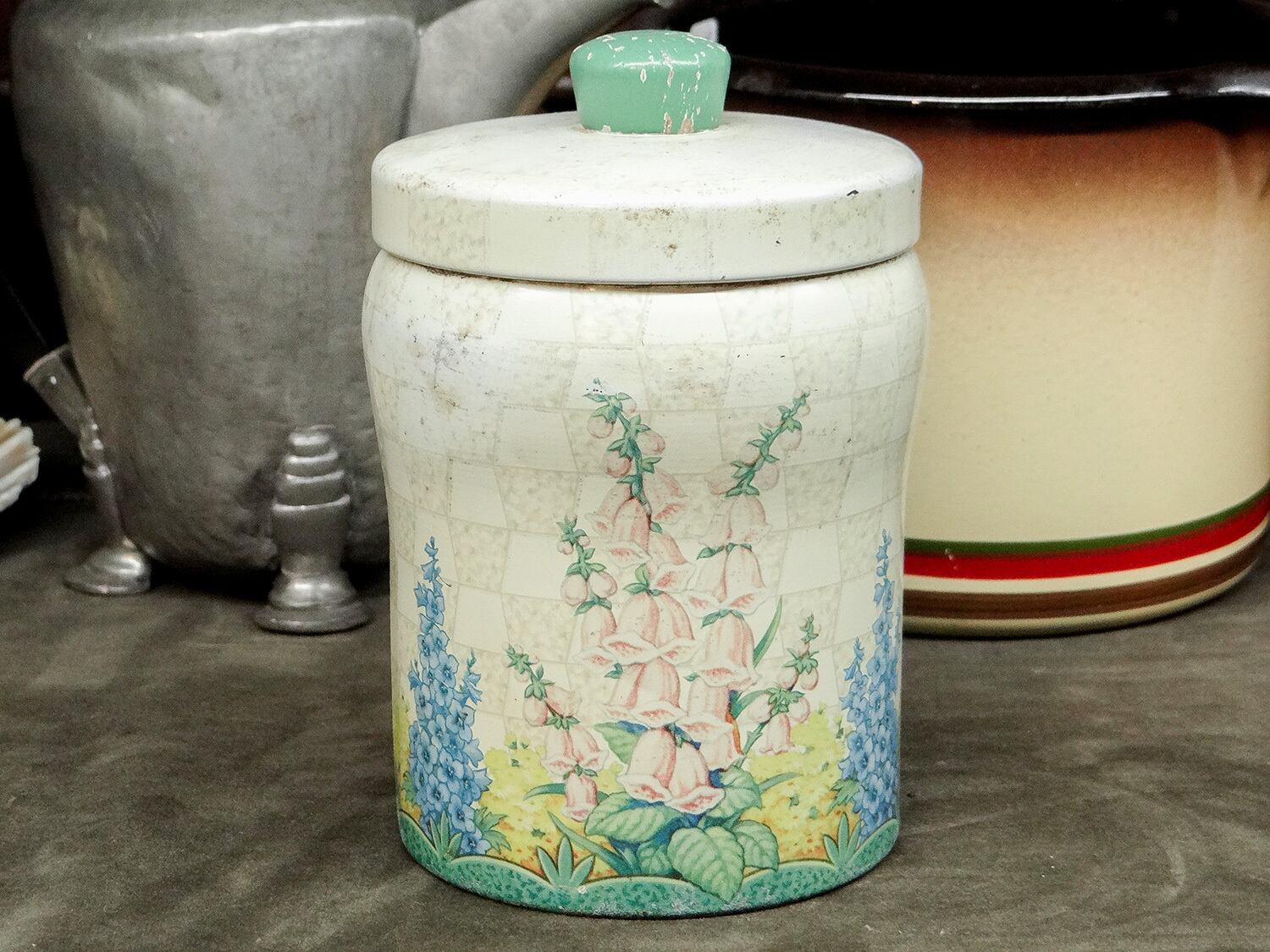 Vintage】イギリス製 キャンディー缶 6MB Container TIN缶 /f097