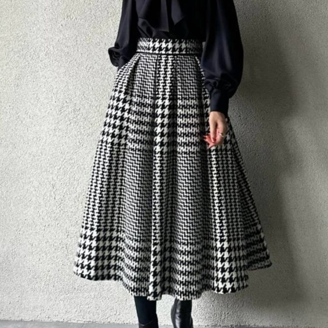 千鳥チェック柄 フレア スカート 341246