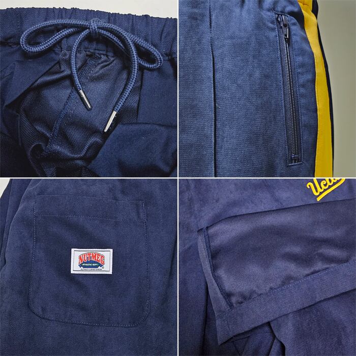 新品】UCLA × NUTMEG サイドライン トラックパンツ 刺繍 紺×黄 【公式 