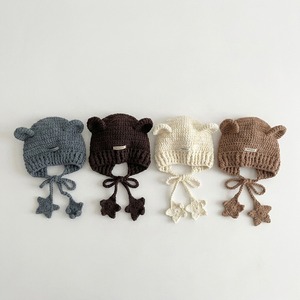 【HAT】暖かいクマ無地帽子 C1034