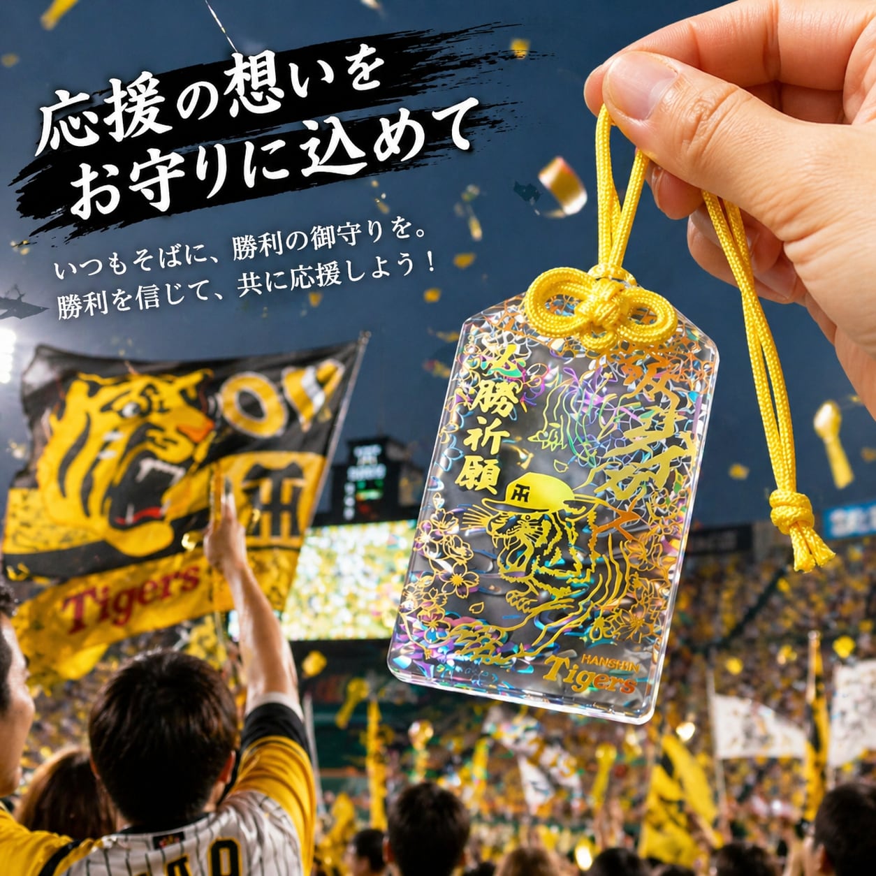 カラフルな神話的アートピース 56×46mm 超レア品 総合運 開運 御守り タイガースファンの為にある 「必勝ホログラム御守り」 | スマスタ