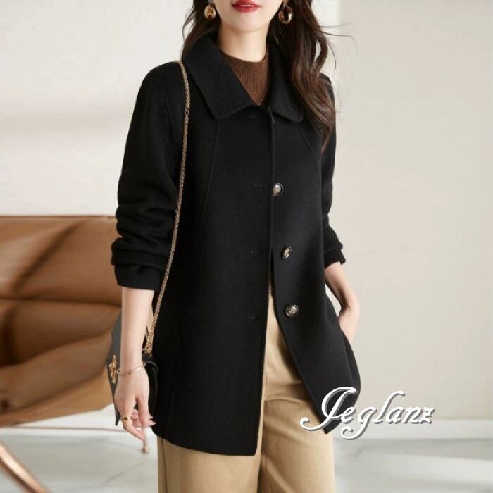 2色 ニット ミドル丈 コート 襟付き ボタン シンプル カジュアル (MB008)τ