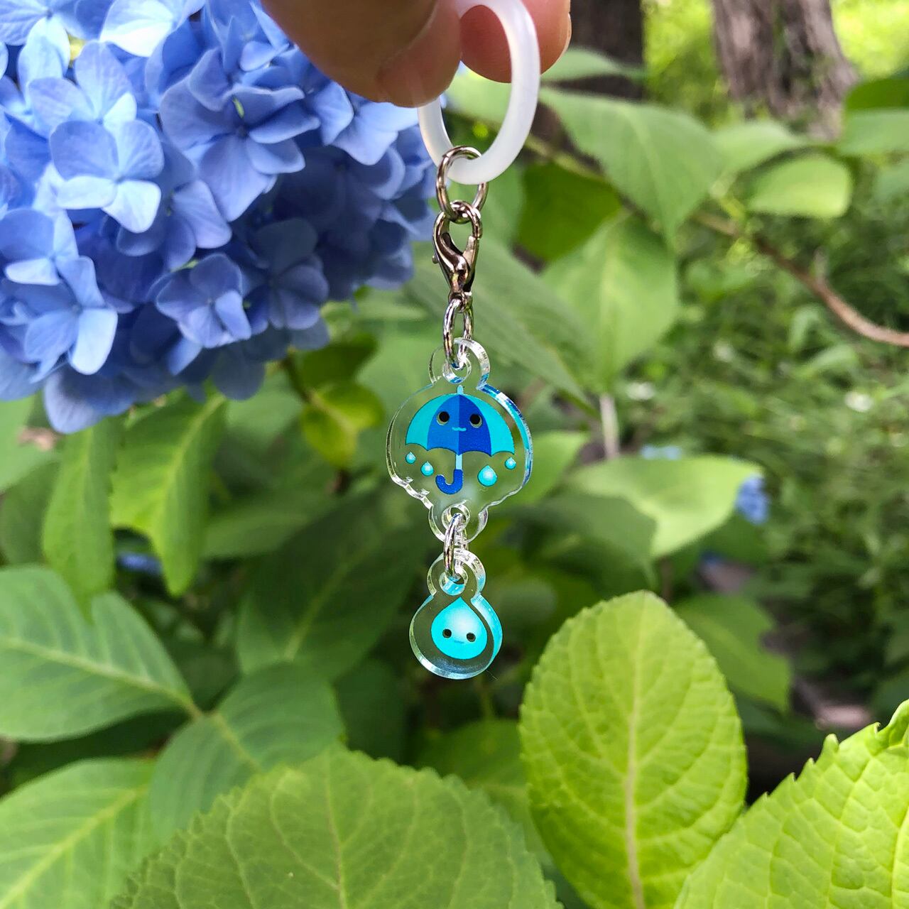 アンブレラマーカー［青い傘としずく］傘の目印 チャーム | 【くねくね