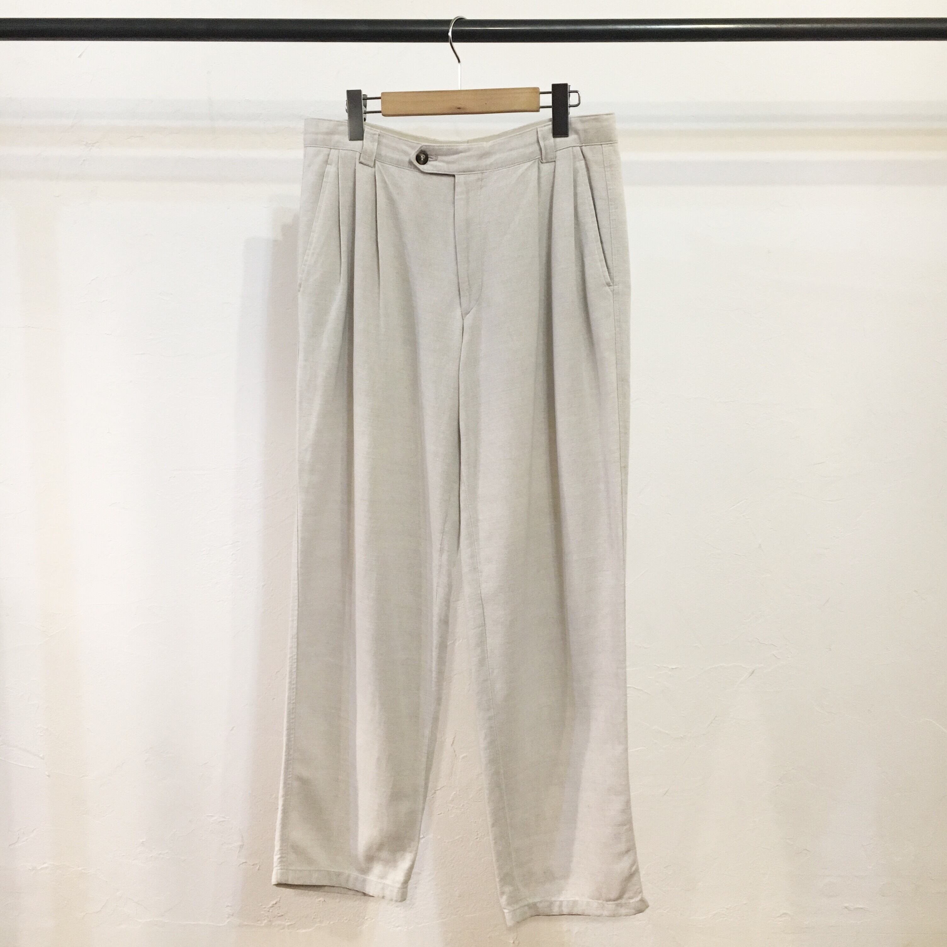 【YANTOR】Linen Cotton 2tuck Wide Pants