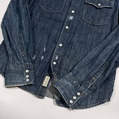 FRANKLIN & MARSHALL フランクリン&マーシャル ダメージ加工 長袖 デニム ウエスタンシャツ XS /インディゴ