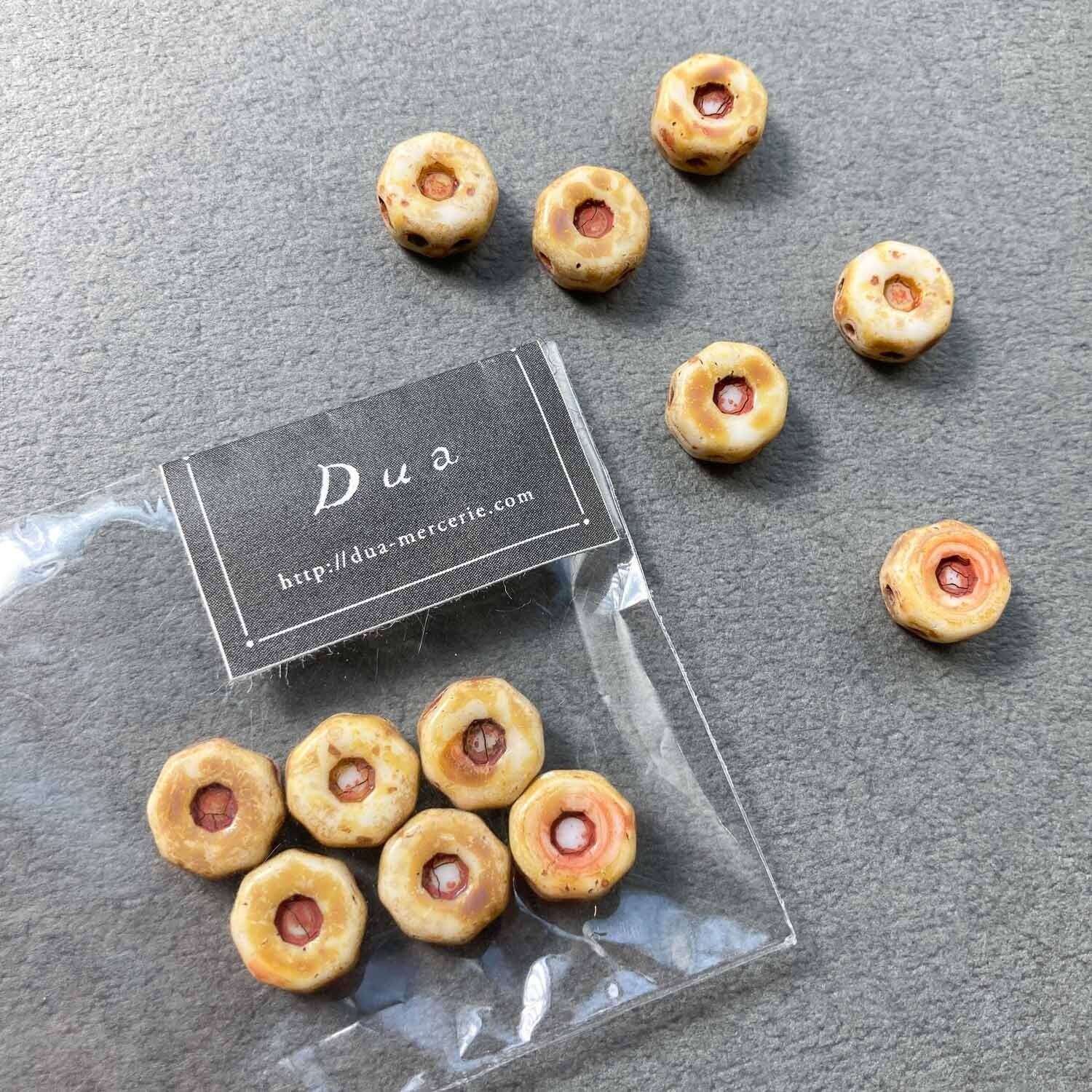 チェコ3つ穴タイヤビーズパック（ベージュ/6p） | Dua-アクセサリー