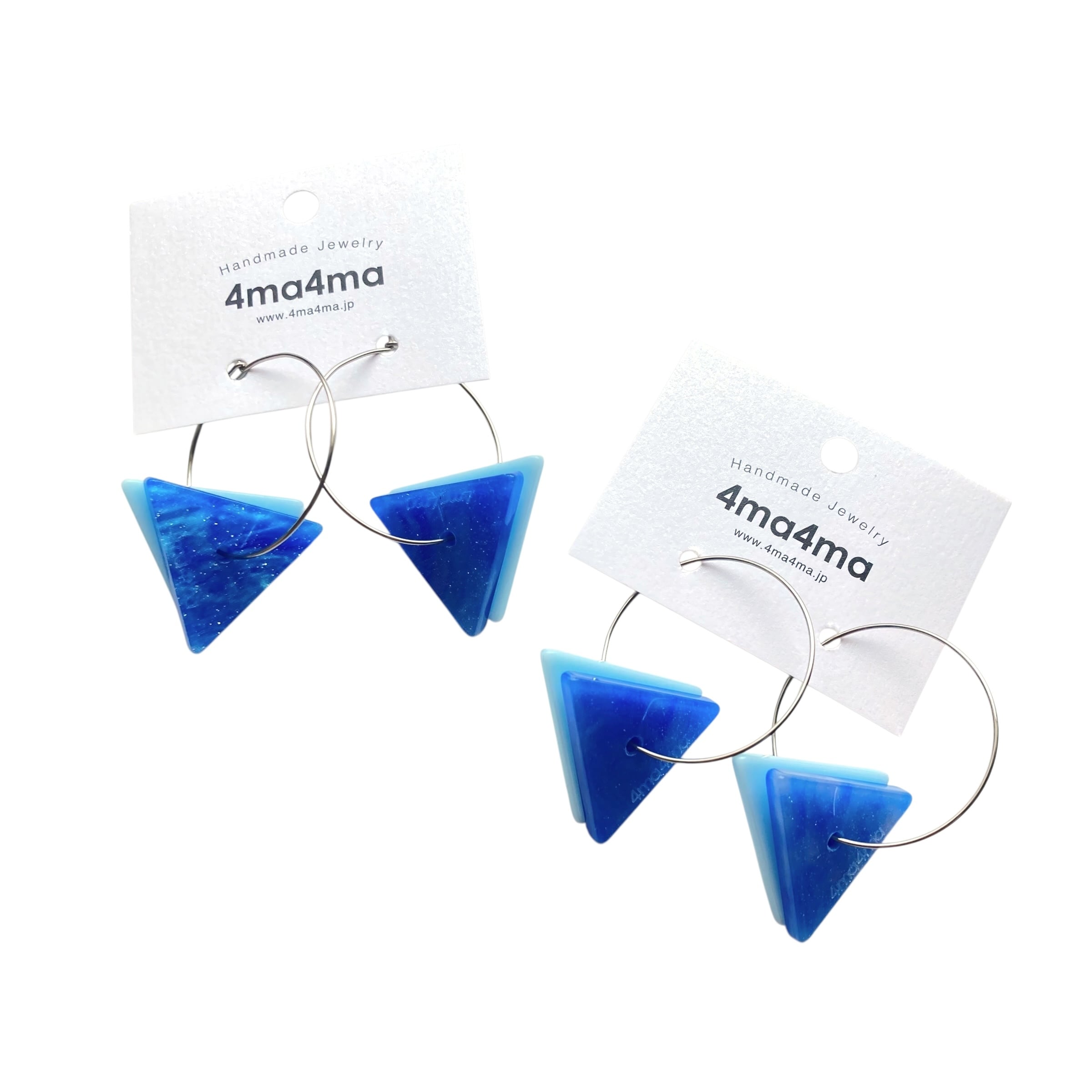 【12/14(日)21:00-12/17(水)12:00まで限定❣️】4ma4ma / 三角フープピアス(ブルー)