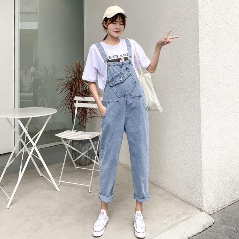2020年春の新作ルーズセンレディースデニムオーバーオール女子学生初恋パンツ9点ワイドレッグサスペンダートレンド YY-ファッション11061470380