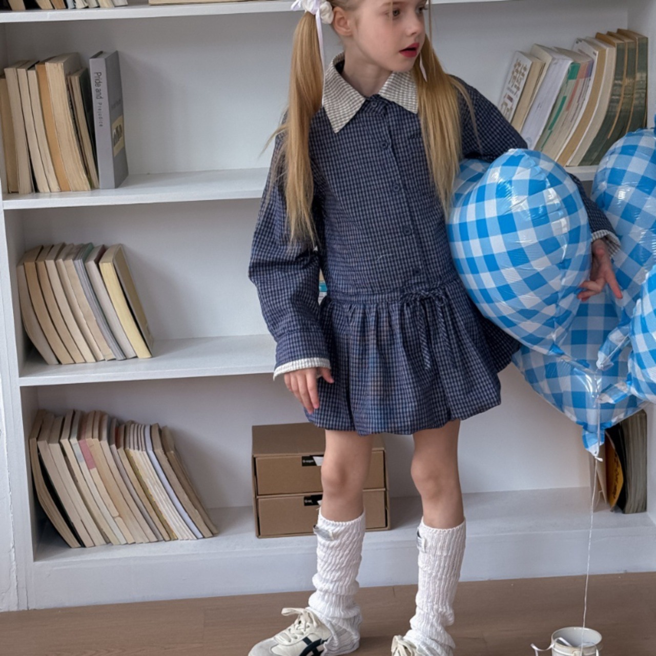 秋レトロチェック柄ワンピース