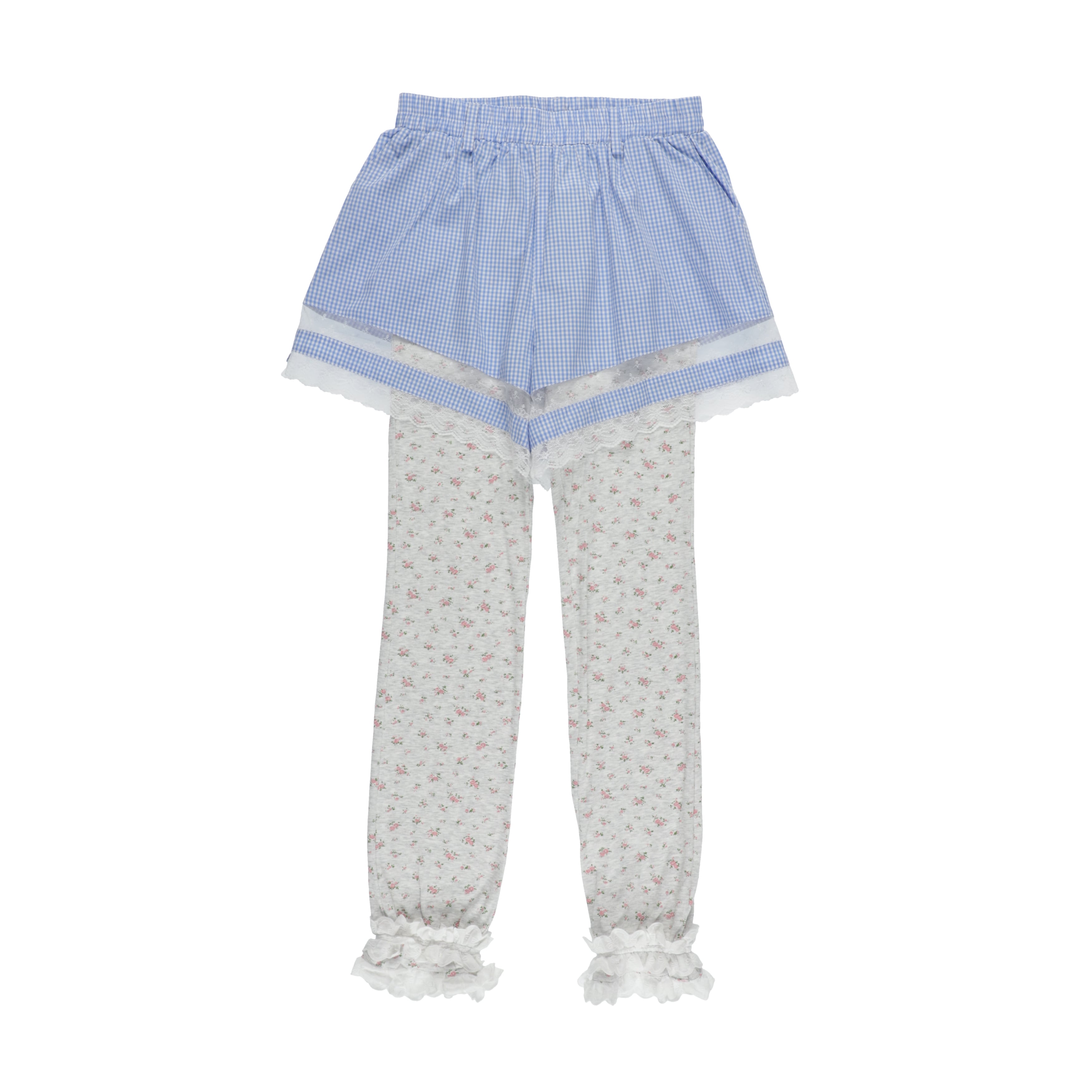 レイヤードレギンスフリルパンツ　BLUE