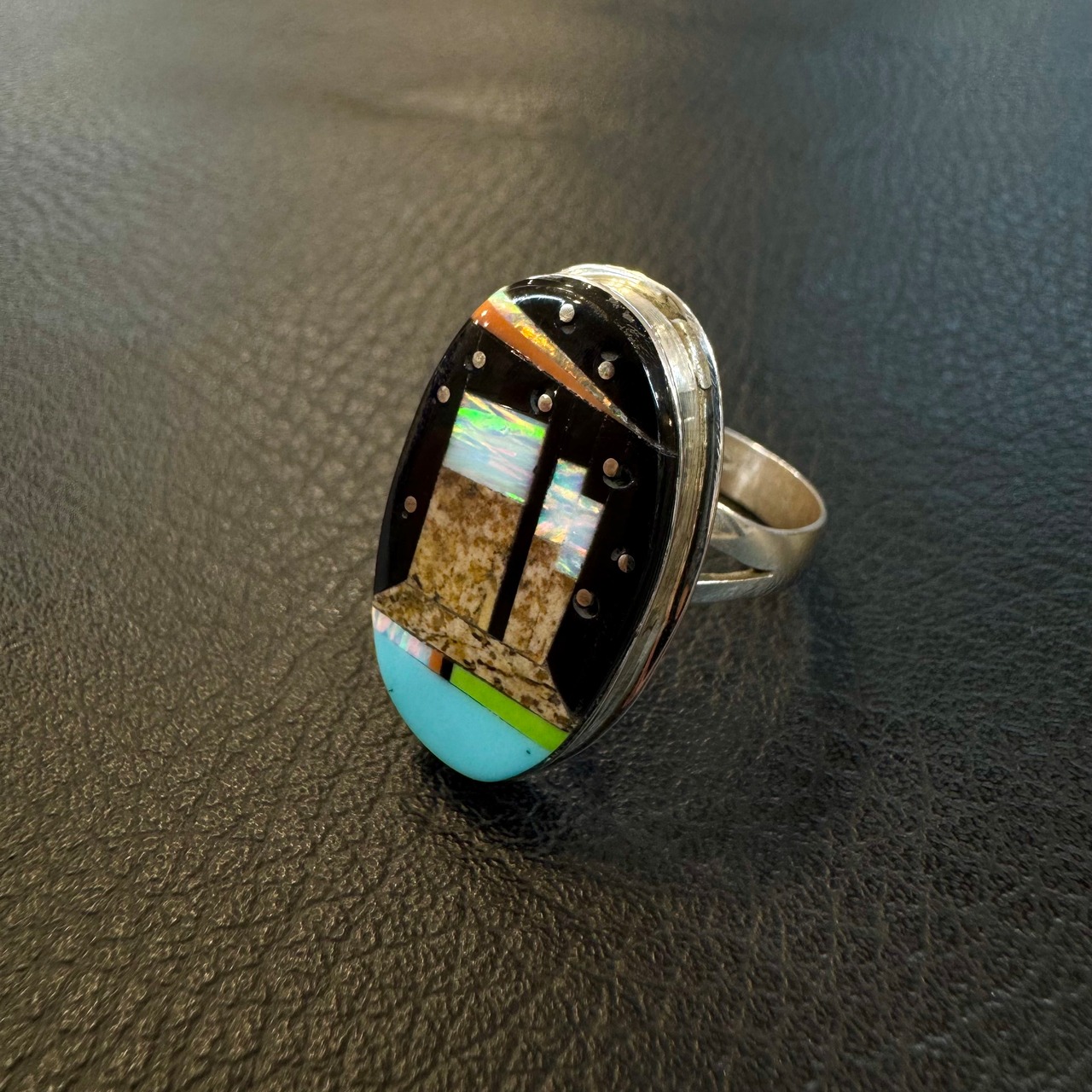 ナバホ族（S）インレイ【モニュメントバレー】リング 16号 - 1