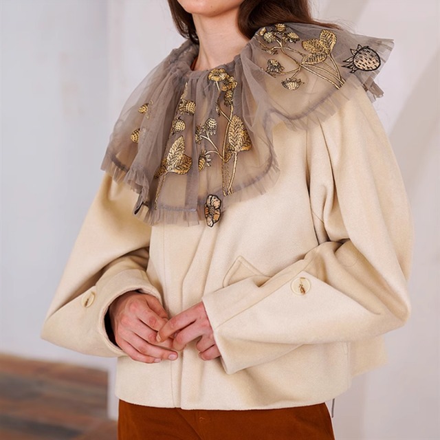 レトロ刺繍チュールベスト　10923