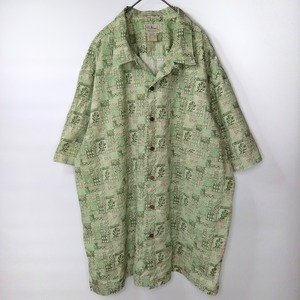 エルエルビーン　アロハ　開襟シャツ　半袖　総柄　オーバーサイズ　グリーン　XL