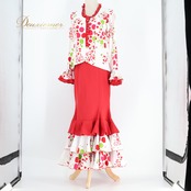 フラメンコ 衣装 Naomi Collection ナオミコレクション ツーピース セットアップ 上下セット レッド系 ホワイト系 グリーン系 赤 ピンク 白 緑 ボランテ フリル ダンス パーティ 発表会 踊り レディース ダンス パーティ 発表会 ステージ コスチューム 華やか エレガント